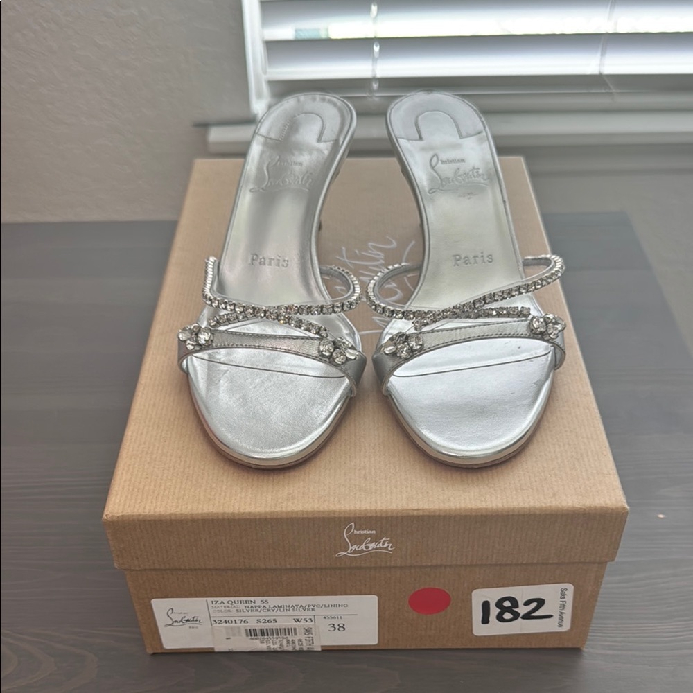Christian Louboutin Silver Heels with Embellishments